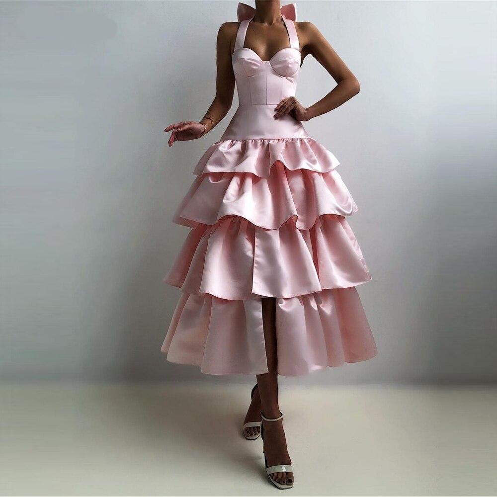 halter short gown with ruffles